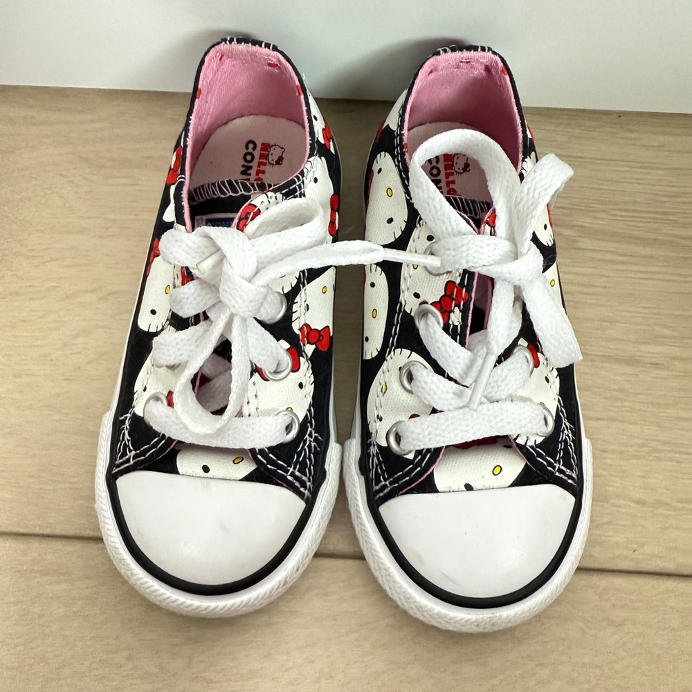 Hello Kitty Converse Kids' Black and White Sneakers with Red Accents